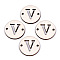 Unfinished Natural Poplar Wood Links Connectors, Laser Cut, Flat Round with Word, Letter.V, 29.5x2.5mm, Hole: 2.5mm