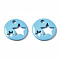 Spray Painted Brass Charms, Flat Round with Star, Cornflower Blue, 14.5x14.5x2.5mm, Hole: 2mm