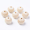 Unfinished Natural Wood European Beads, Large Hole Beads, for DIY Painting Craft, Laser Engraved Pattern, Round, Antique White, 20x18mm, Hole: 4mm