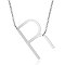 Non-Tarnish 201 Stainless Steel Initial Pendants Necklaces, with Cable Chains, Letter, Letter.R, 17.3~18.3 inch(44~46.5cm)x1.5mm, LetterR: 37.5x21x1mm