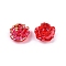 Transparent ABS Plastic Beads, Half Drilled, Flower, Red, 15x16x6.5mm, Hole: 1.2mm