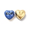 Brass Enamel Beads, Real 18K Gold Plated, Long-Lasting Plated, Heart with Word Mom, Royal Blue, 17.5x18x10mm, Hole: 2mm