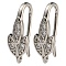 Brass Micro Pave Clear Cubic Zirconia Earring Hooks, Ear Wire, Leaf, Platinum, 16.5x5.5x9mm, Hole: 1.4mm, 18 Gauge, Pin: 1mm