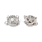 Rack Plating Flower Brass Box Clasps, 2-Strand, 4-Hole, Platinum, 12x16x5.5mm, Hole: 1.8mm