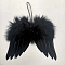 Mini Doll Angel Wing Feather, with Polyester Rope, for DIY Moppet Makings Kids Photography Props Decorations Accessories, Black, 80x60mm