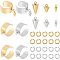 Unicraftale DIY Cone Charm Cuff Ring Making Kit, Including Stainless Steel Loop Ring Base, 304 Stainless Steel Pendant & Jump Rings, Golden & Stainless Steel Color, 32Pcs/box