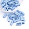 Spray Painted Alloy Multi-Strand Links, For Tile Elastic Bracelets Making, Rectangle, Light Sky Blue, 5x14x4mm, Hole: 1mm