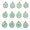 Alloy Enamel Pendants, Flat Round with Constellation/Zodiac Sign, Golden, Aquamarine, 15x12x2mm, Hole: 1.5mm, about 12pcs/set