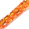 Transparent Electroplate Glass Beads Strands, AB Color Plated, Faceted, Bamboo, Orange, 7.6x5.5~6x4mm, Hole: 1.4mm, about 72pcs/strand, 21.85''(55.5cm)