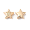 Brass with Cubic Zirconia Beads Beads, Real 18K Gold Plated, Star, Antique White, 7.5x8x3mm, Hole: 1mm