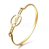 201 Stainless Steel Flat Round Link Bangles for Women BJEW-R014-01G-04-4