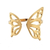 304 Stainless Steel Hollow Butterfly Wing Open Cuff Rings for Women RJEW-M024-02G-2