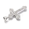 Brass Micro Pave Clear Cubic Zirconia Pendants ZIRC-O038-05P-3