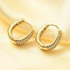 Brass Micro Pave Clear Cubic Zirconia Oval Hoop Earrings EJEW-F382-01G-3