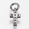 Brass Micro Pave Cubic Zirconia Tiny Cross Charms ZIRC-E147-62B-2