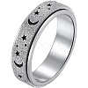 Non-Tarnish 201 Stainless Steel Moon and Star Rotatable Finger Ring MOST-PW0001-005B-05-1