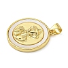 Rack Plating Brass Pave Shell Flat Round Pendants KK-Z063-11G-03-2