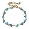 Ion Plating(IP) Golden 304 Stainless Steel Heart Link Chain Bracelet with Enamel BJEW-E088-01G-2