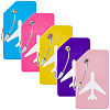5Pcs 5 Colors Rectangle with Airplane Pattern Silicone Luggage Tag DIY-SP0002-77B-1