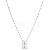 1Pc Stainless Steel Letter Rectangle Pendant Necklaces NJEW-LP0001-34I-P-1