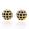 Rack Plating Brass Cubic Zirconia Beads ZIRC-S001-6mm-B02-3