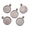 Flat Round Alloy Pendant Cabochon Settings PALLOY-A15654-B-NF-4