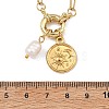201 Stainless Steel Disc with Sun and Moon Pendant 304 Stainless Steel Paperclip Chain Necklaces with Natural Pearl Beads for Women NJEW-JN06328-3