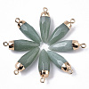 Top Golden Plated Natural Aventurine Pointed Pendants G-S359-078B-2