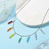 Colorful Glass & Round Shell Pearl Beaded Charms Bib Necklace NJEW-JN04628-2