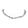 Natural Lepidolite/Purple Mica Stone Chip Beaded Necklace NJEW-JN04615-04-1