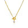 Minimalist Imitation Pearl Rice Pendant Stainless Steel PaPerclip Chain Necklaces for Everyday Women's Wear LS-OX8079-2-2