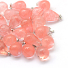 Teardrop Cherry Quartz Glass Pendants G-Q435-11-1