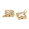 Brass Cubic Zirconia with Shell Pendants KK-K342-15G-3