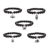 Natural Lava Rock Round Beaded Stretch Bracelet BJEW-JB08221-1