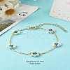 Shell Pearl & Acrylic Beads Flower Link Bracelets X1-BJEW-TA00003-02-2