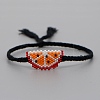 Glass Seed Watermelon Link Bracelet BJEW-P269-16-3