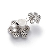 Rack Plating Flower Brass Pave Clear Cubic Zirconia Fold Over Magnetic Clasps KK-C019-21P-2