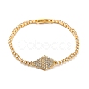 Rack Plating Brass Rhombus Link Bracelet with Cubic Zirconia Tennis Chains BJEW-Q771-02G-1