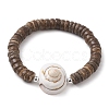 Natural Coconut Rondelle Beaded Stretch Bracelets BJEW-JB10250-02-2