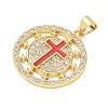 Religion Cross Brass Micro Pave Clear Cubic Zirconia Pendants CU-CBA83A6-03A-G-3