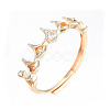 Brass Micro Clear Cubic Zirconia Adjustable Ring Settings KK-T062-238G-3