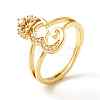 Clear Cubic Zirconia Initial Letter with Crown Adjustable Ring RJEW-M139-17E-1
