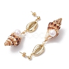 Alloy Natural Shell Beaded Dangle Stud Earrings EJEW-JE06268-5