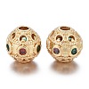 Brass Micro Pave Cubic Zirconia Beads KK-K244-14G-1