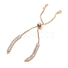 Brass Pave Clear Cubic Zirconia Rectangle Slider Bracelet Making LS-BJEW-U005-01G-2