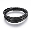 Braided Microfiber PU Leather Cord Multi-strand Bracelets BJEW-K206-H-01B-1