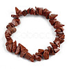 Unisex Chip Natural Red Jasper Beaded Stretch Bracelets BJEW-S143-17-2