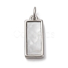 Brass Pave Natural Shell Rectangle Charms KK-P308-03P-1