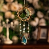 Wire Wrapped Natural Green Aventurine & Metal Sun with Moon Pendant Decorations PW-WG96896-01-5