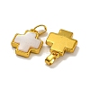 Rack Plating Brass Natural White Shell Pendants KK-U025-03G-01-2